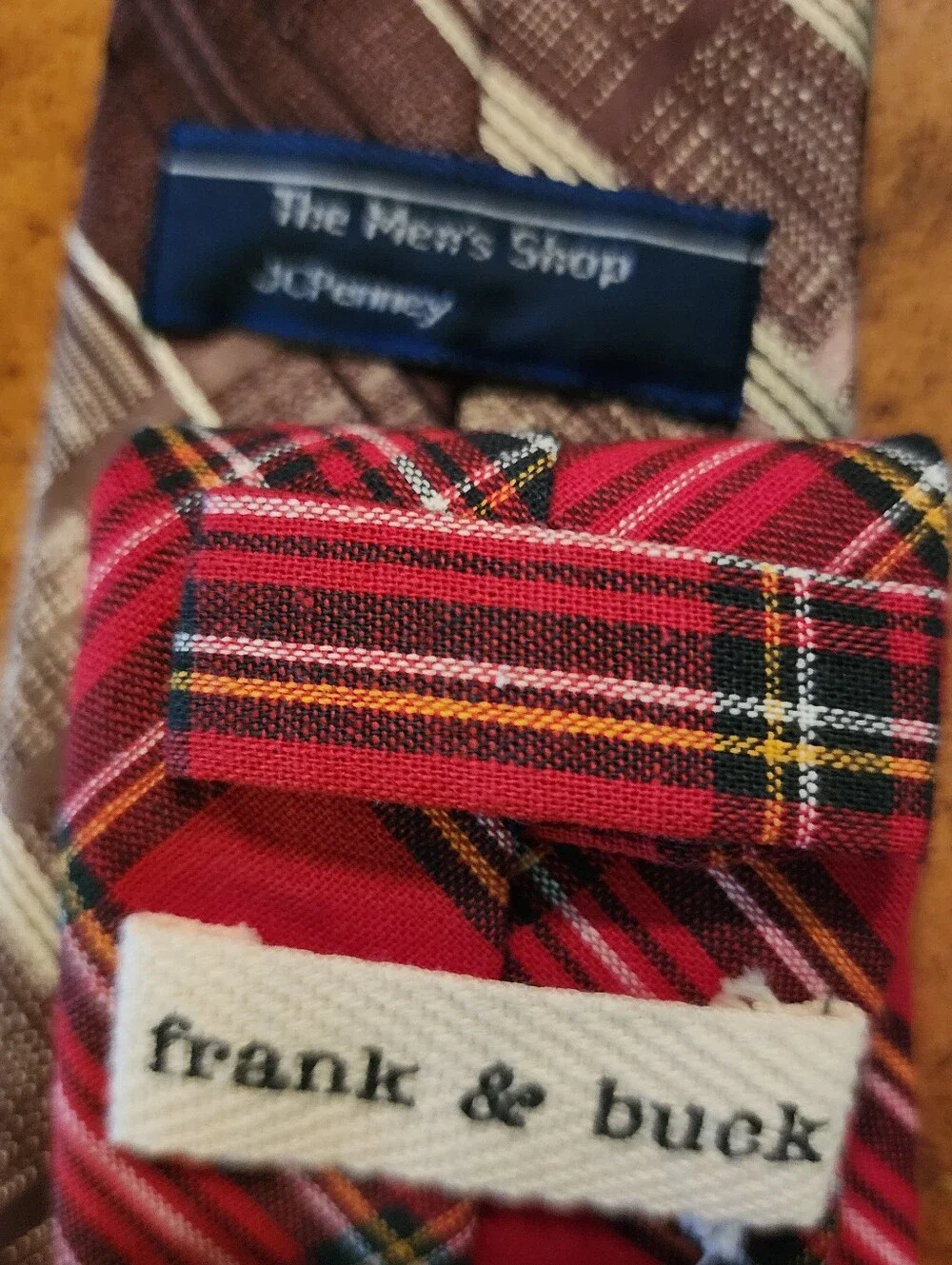 3pc Men’s Tie Lot Frank & Buck Carriage Cravats JCPenney Vintage Plaid Stripe
